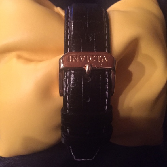 Invicta Specialty Gold Skeleton Dial Black Band - Picture 4 of 4