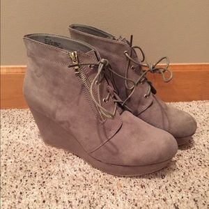 Grey Wedge Booties
