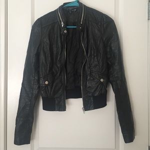 'H&M Divided' Faux Leather Zip Jacket- Size 6