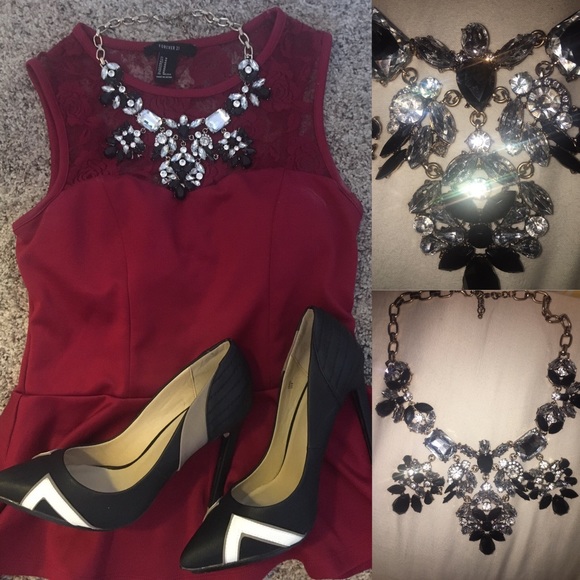 Black and Clear Stone Necklace