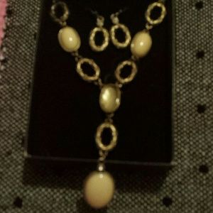 Vintage necklace and earring set and ring