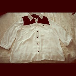 Black and white sheer blouse