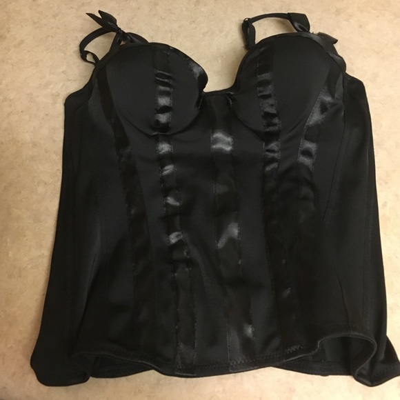 Hot topic black silky corset w/ cute bow straps