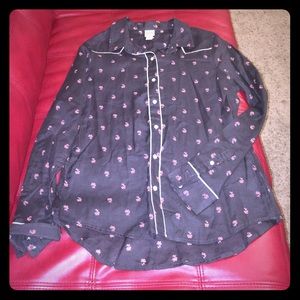 Black and red rose western style button down