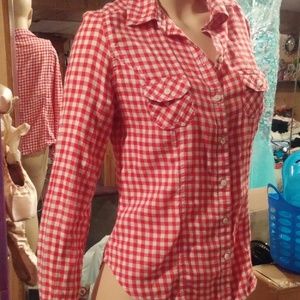 White and red checkered flannel