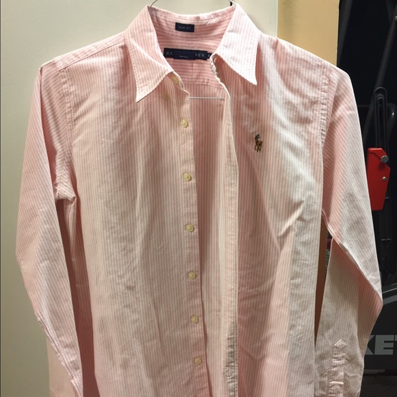 Women's Ralph Lauren pink stripped button down