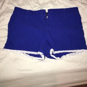 Blue shorts. Not Jean material