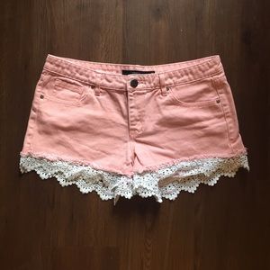 Pink lace shorts