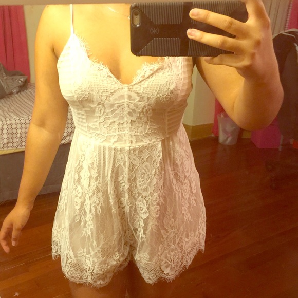 White lace romper.