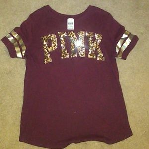 Vs Pink maroon t shirt. Only worn once.
