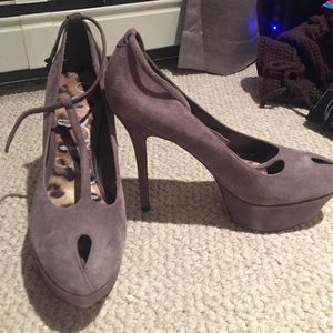 Sam Edelman Grey Suede Platform Heels