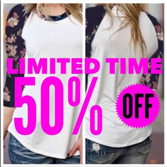 3/4 sleeve white shirt with flower detail