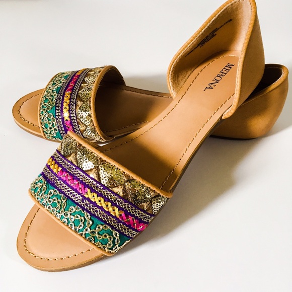 Merona Shoes - Embellished Multi-Colored Slides