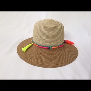 Woman's Summer Hat with stones,tassel and pompom