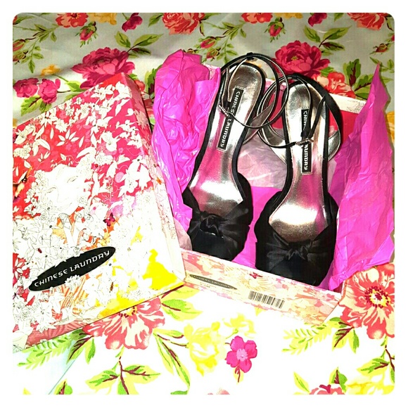 Chinese Laundry Black Satin Heels