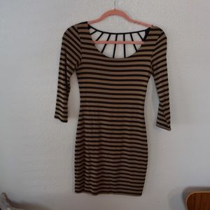 Strips dress brown and black