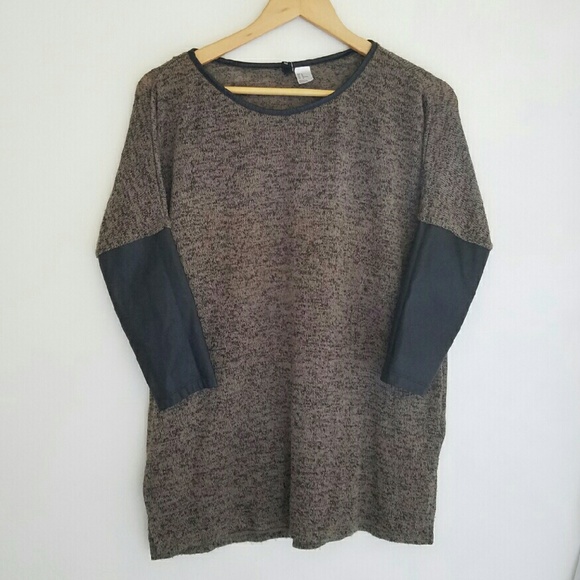 H&M top with leather sleeves