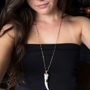 White, black, or turquoise horn necklace ivory