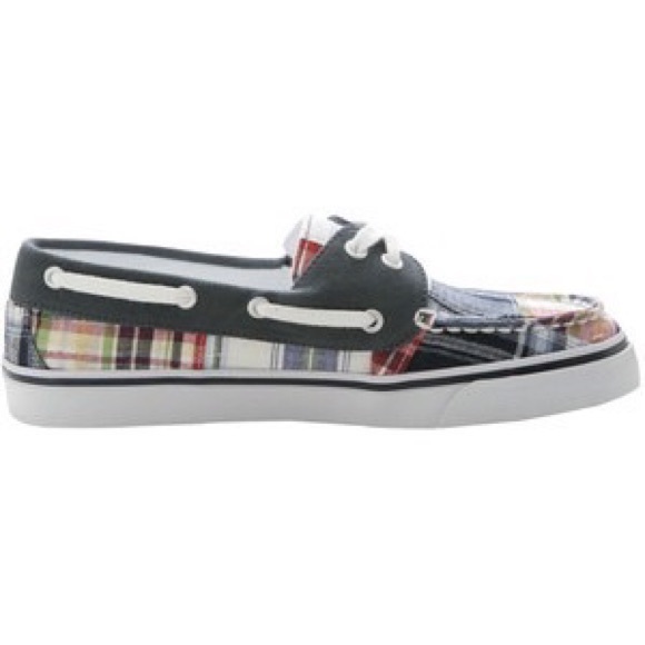 Red, white and blue boat shoes