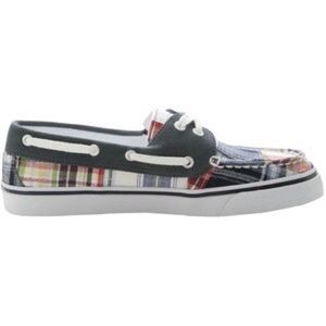 Red, white and blue boat shoes