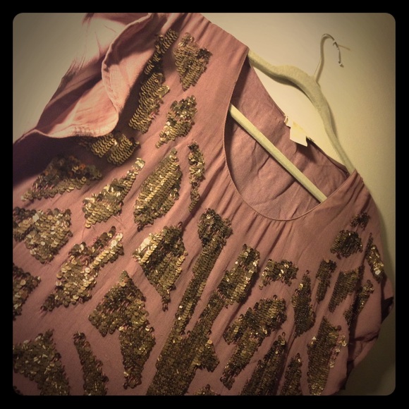 Gold Hawk Silk and Sequin Dress