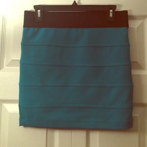 Blue tight short skirt