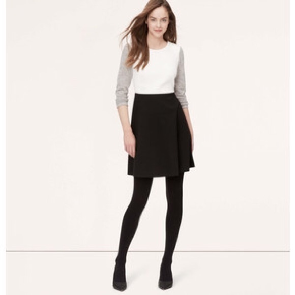 LOFT Colorblock flair dress with button detail