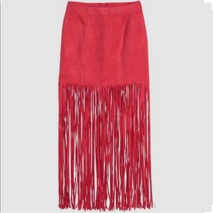 Red skirt with fringe