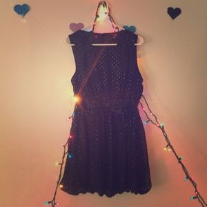 Black dress with bow and small silver dots