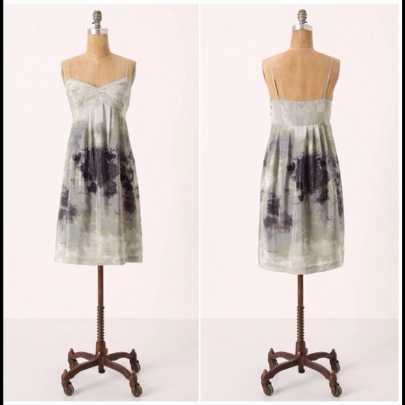 Anthropologie Silk Charcoal Terrace Dress
