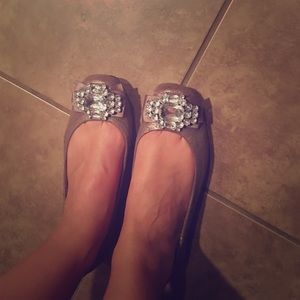 Taupe Rhinestone Detail Flats