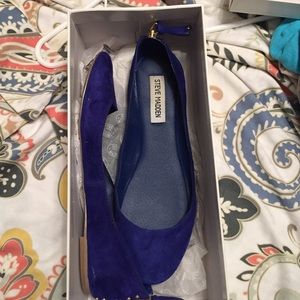 Royal blue suede flats