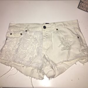 White jean shorts
