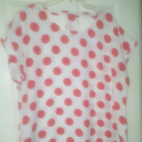 Red and White poke dots blouse.