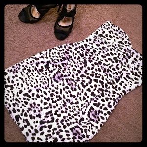 H&M strapless black and white leopard print dress