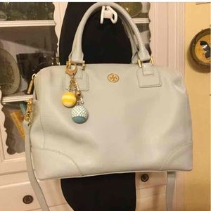 $595.00 Tory Burch Large Middy Satchel pale blue