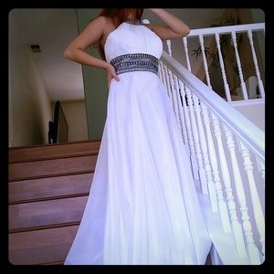 Windsor greek white beaded dress