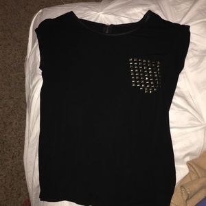Black bling pocket tee