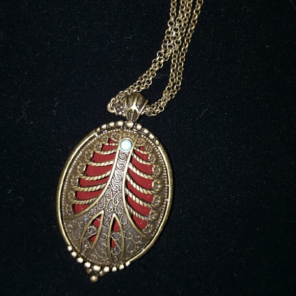 None Jewelry - Double chained Macabre Necklace w/ Flowers on back