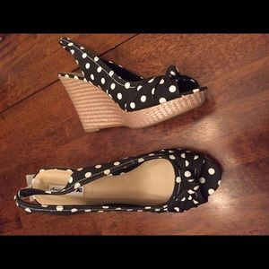 American Eagle Black Polka Dot Wedges Size 11