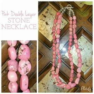  Pink Dyed Howlite Stone Multi Strand Necklace Pink Dyed Howlite Stone Multi Strand Necklace