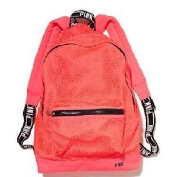 Victoria's Secret pink neon orange backpack