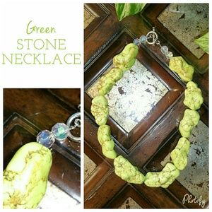  Green Dyed Howlite Large Nugget Stone Necklace Green Dyed Howlite Large Nugget Stone Necklace