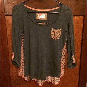 Anthropologie Accordion Tee - 3/4 sleeve swing top