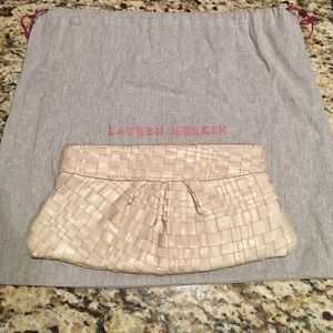 Lauren Merkin woven clutch in cream leather