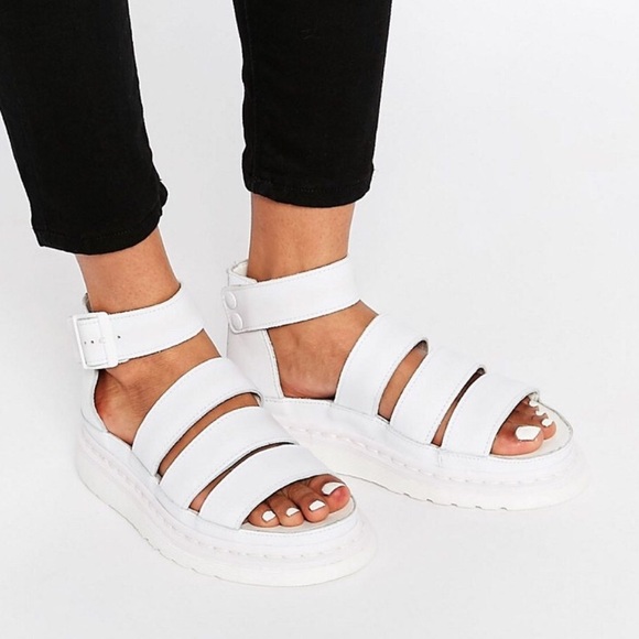 SOLD - UNWORN DR MARTENS WHITE CLARISSA SANDALS - Picture 1 of 2