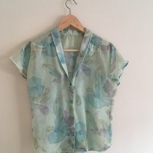 Flowy see through floral shirt