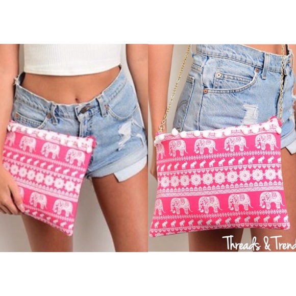 Elephant Print Crossbody/Clutch - Picture 2 of 3