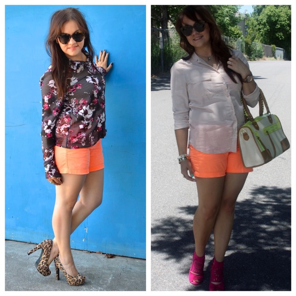 J. Crew neon orange chino shorts