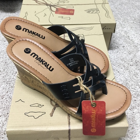Black wedge sandals